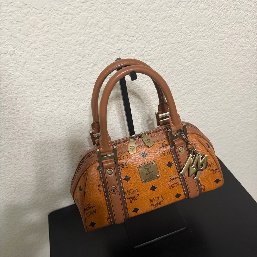 MCM Cognac Brown Visetos Satchel with Gold Hardware - Picture 2 of 5